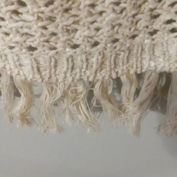 Crochet Sweater Boho Fringe Sweater J JILL Swim Cover w/ hood - Picture 3 of 7